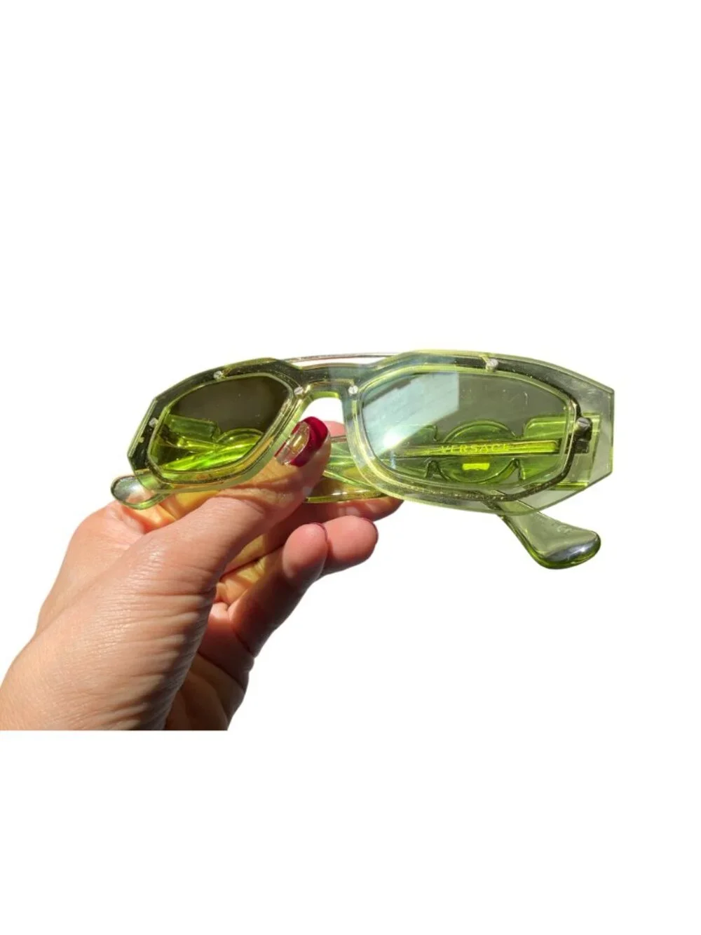 Versace Medusa Biggie Sunglasses in Transparent Green